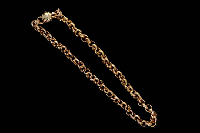 14K Yellow Gold Rope Textured Chain Necklace - Queen May