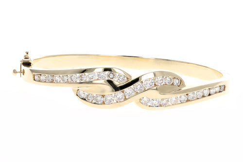 14K Yellow Gold 3 Carat Total Weight Diamond Bangle - Queen May