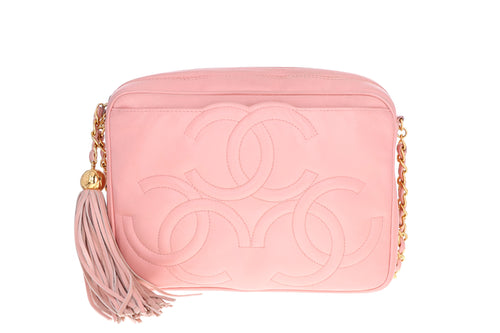 Chanel Vintage Pink Lambskin Triple CC Camera Bag - Queen May