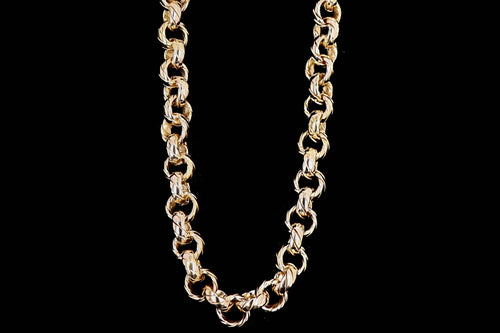 14K Yellow Gold Rope Textured Chain Necklace - Queen May