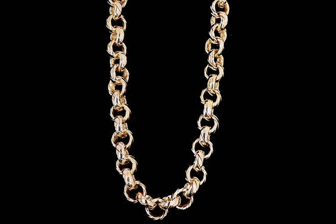 14K Yellow Gold Rope Textured Chain Necklace - Queen May