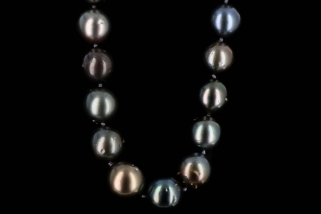 14K White Gold Black Tahitian Cultured Pearl Necklace - Queen May