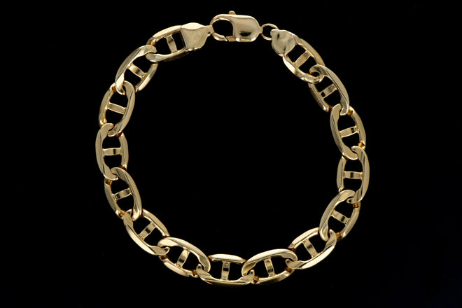 14K Yellow Gold Flat Mariner Chain Bracelet - Queen May