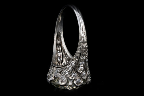 Art Deco Platinum 5.88 Carat Old European Cut Diamond Engagement Ring - Queen May