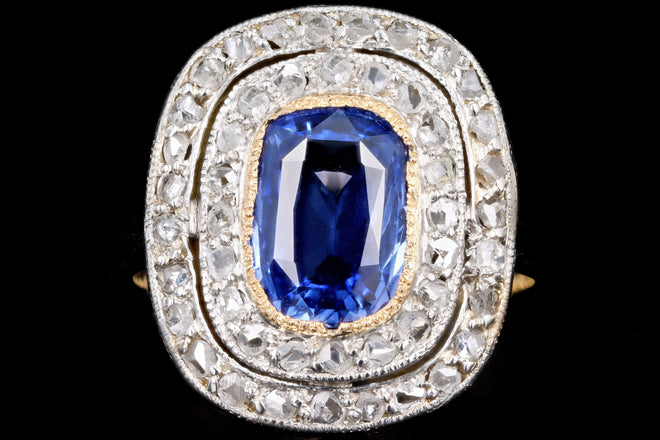 Victorian 18K Yellow Gold & Platinum 2.0 Carat Natural No Heat Sapphire Ring - Queen May
