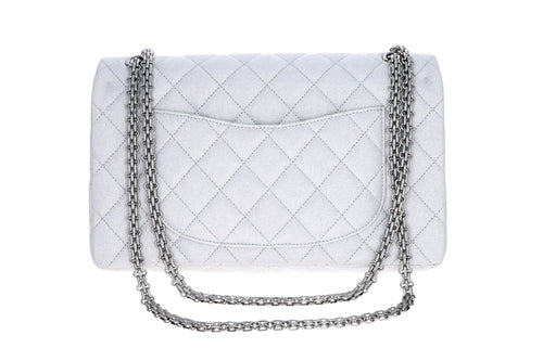 Chanel Limited Edition Silver 2.55 Canvas Reissue Space Charms 266 Flap Bag