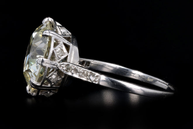 Art Deco Platinum 5.81 Carat Old European Cut Diamond Engagement Ring - Queen May