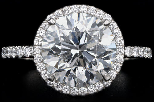 Platinum 3.92 Carat Round Brilliant Diamond Halo Engagement Ring GIA Certified - Queen May