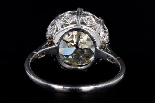 Art Deco Platinum 5.81 Carat Old European Cut Diamond Engagement Ring - Queen May
