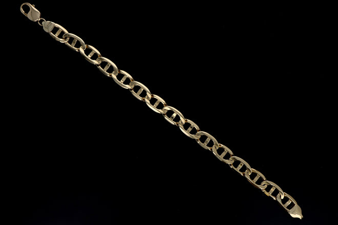 14K Yellow Gold Flat Mariner Chain Bracelet - Queen May