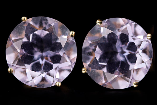 14K Yellow Gold 5 Carat Total Weight Morganite Stud Earrings - Queen May