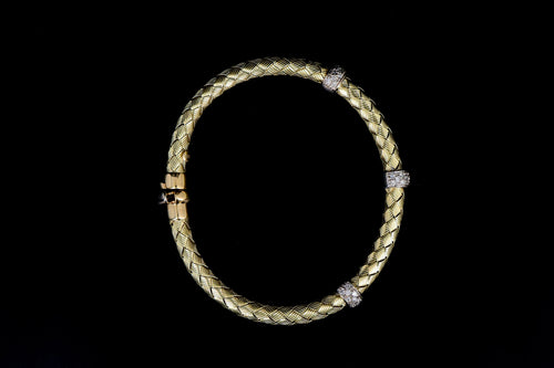14K Yellow Gold Woven Diamond Bracelet - Queen May