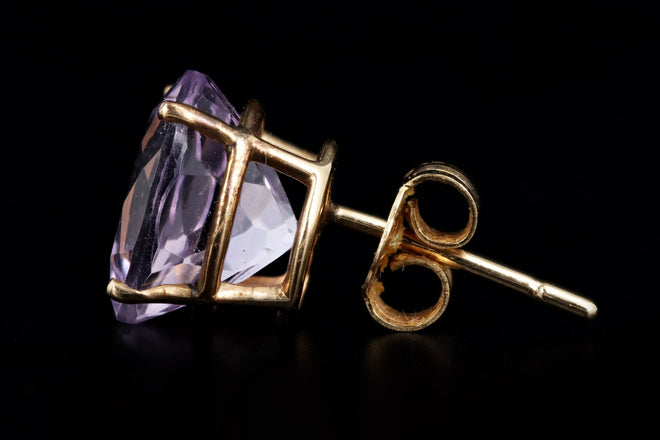 14K Yellow Gold 5 Carat Total Weight Morganite Stud Earrings - Queen May