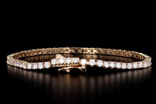 New 14K Yellow Gold 3.01 Carat Round Brilliant Cut Diamond Tennis Bracelet - Queen May