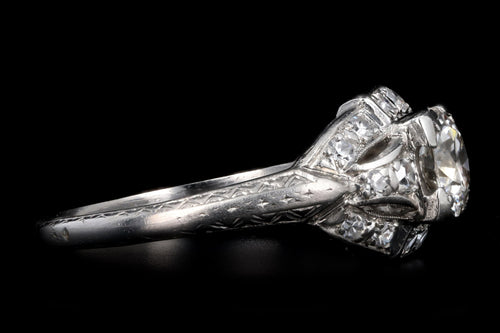 Art Deco Platinum .63 Carat Old European Cut Diamond Engagement Ring - Queen May