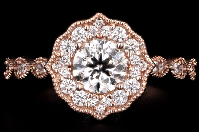 14K Rose Gold .75 Carat Round Brilliant Diamond Engagement Ring - Queen May