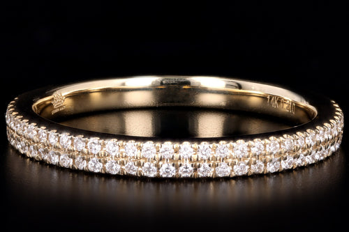 14K Gold Round Diamond Pave Stackable Wedding Band - Queen May