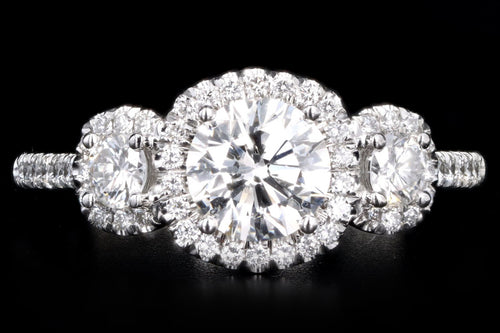 Platinum 1.00 Carat Round Brilliant Diamond Three Stone Engagement Ring GIA Certified - Queen May