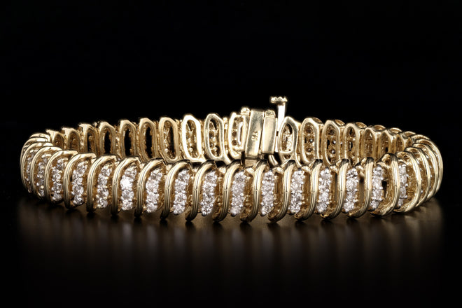 14K Yellow Gold 4.0 Carat Total Weight Diamond Bracelet - Queen May