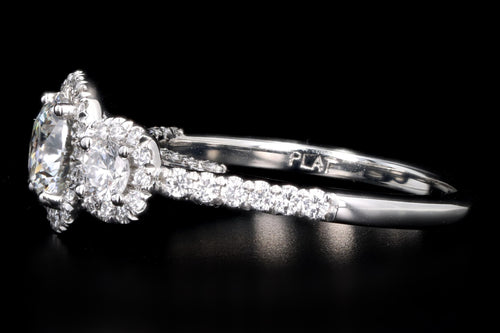 Platinum 1.00 Carat Round Brilliant Diamond Three Stone Engagement Ring GIA Certified - Queen May