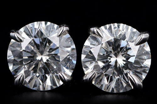 14K White Gold 1 Carat Total Weight Round Diamond Stud Earrings - Queen May