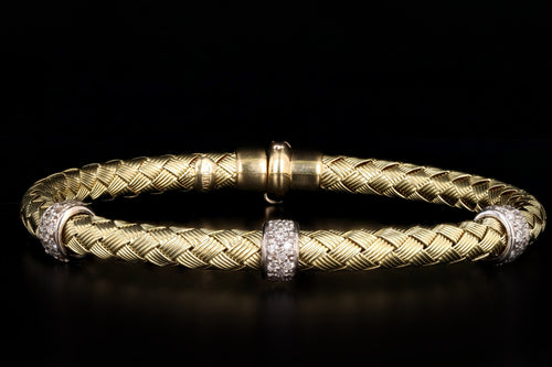 14K Yellow Gold Woven Diamond Bracelet - Queen May