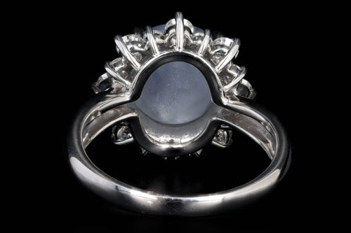 Retro Platinum 8.13 Carat Natural Star Sapphire & Diamond Halo Ring - Queen May