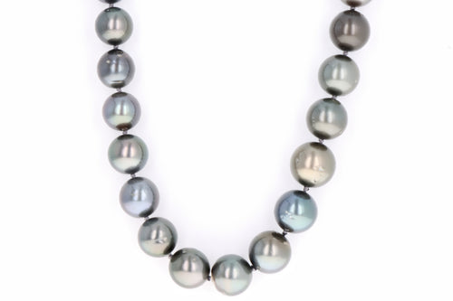 14K White Gold Black Tahitian Cultured Pearl Necklace - Queen May