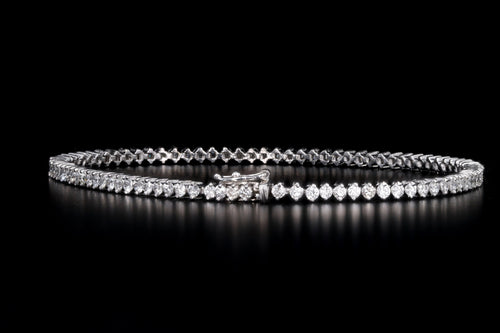 18K White Gold 1.70 Carat Total Weight Round Diamond Bracelet - Queen May