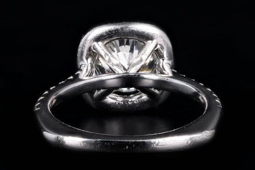 Platinum 2.12 Carat Round Brilliant Diamond Halo Engagement Ring GIA Certified - Queen May