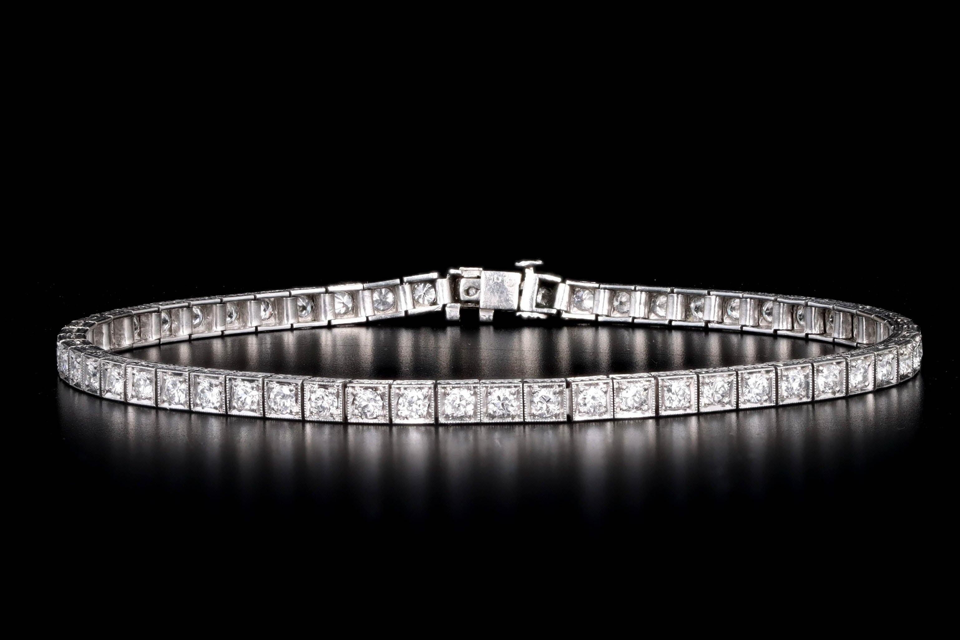 Reeds Jewelers Platinum Diamond Tennis Bracelet, 4.02 TCW