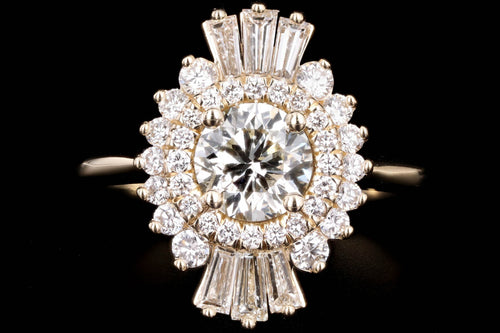 New 14K Yellow Gold 1.01 Carat Round Diamond Fan Engagement Ring - Queen May