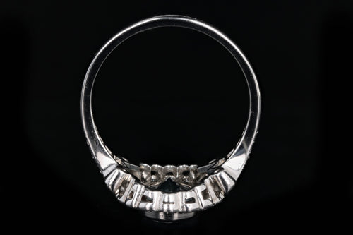 Art Deco Inspired Platinum 1.50 Carat Aquamarine & Diamond Halo Ring - Queen May