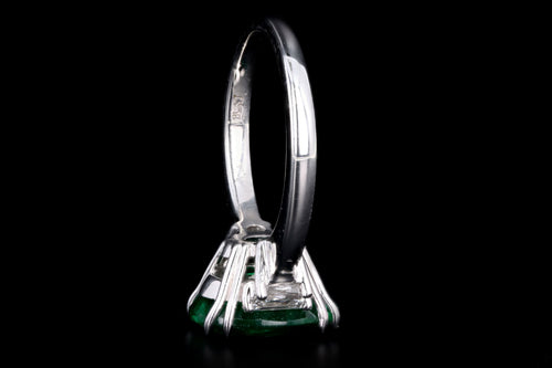 Platinum 3.50 Carat Oval Natural Zambian Emerald & Diamond Ring - Queen May