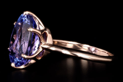 Vintage Inspired 18K Rose Gold 6.07 Carat Oval Tanzanite Ring - Queen May