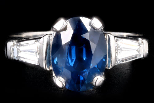 Platinum 2.63 Carat Natural Sapphire & Diamond Ring - Queen May