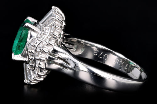 Retro Platinum 1.28 Carat Emerald & Diamond Fan Ring - Queen May