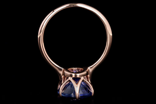 Vintage Inspired 18K Rose Gold 6.07 Carat Oval Tanzanite Ring - Queen May