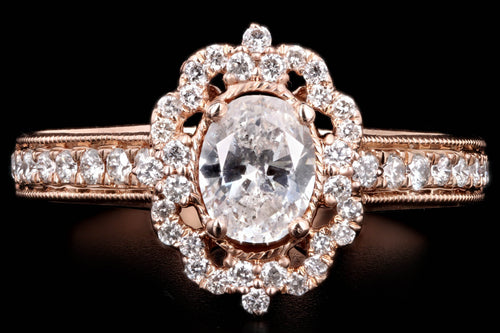 14K Rose Gold .58 Carat Oval Diamond Engagement Ring - Queen May