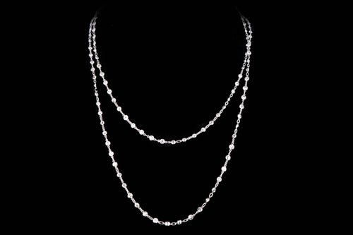 Art Deco Platinum 35 Carat Total Weight Old European Cut Diamond Necklace - Queen May