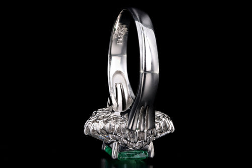 Retro Platinum 1.28 Carat Emerald & Diamond Fan Ring - Queen May