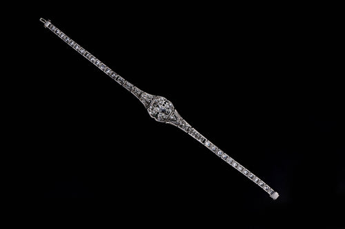 Art Deco Morse Brothers Platinum 5.45 Carat Total Weight Marquise Cut Diamond & Emerald Bracelet - Queen May