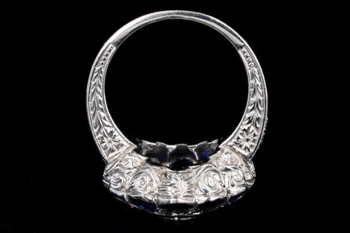 Art Deco Inspired 2.06 Carat Round Brilliant Diamond & Synthetic Sapphire Flower Ring - Queen May