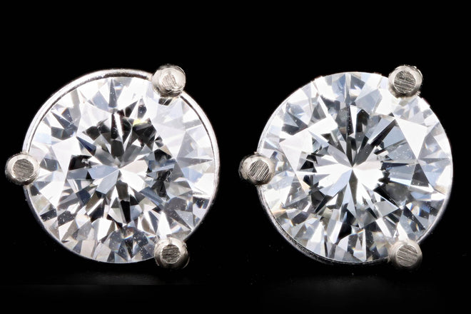 New 14K White Gold 1.47 Carat Total Weight Diamond Stud Earrings - Queen May