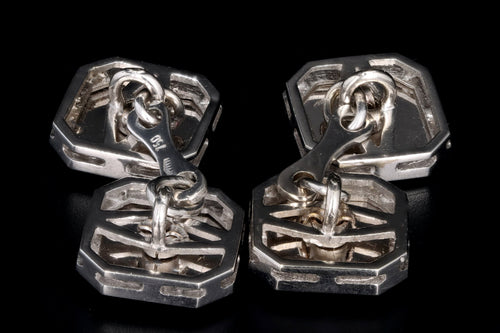 18K White Gold Diamond Italian Cufflinks - Queen May