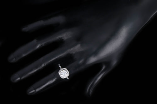 Platinum 2.12 Carat Round Brilliant Diamond Halo Engagement Ring GIA Certified - Queen May