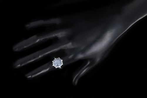 Retro Platinum 8.13 Carat Natural Star Sapphire & Diamond Halo Ring - Queen May