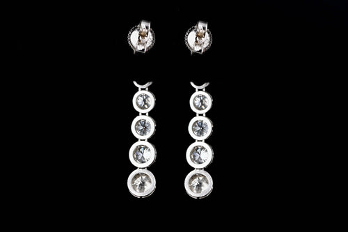 Edwardian Platinum Old European Cut Diamond Flower Drop Earrings - Queen May