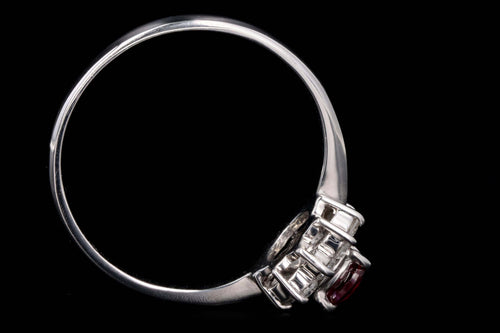 Platinum .31 Carat Natural Ruby & Diamond Halo Ring - Queen May