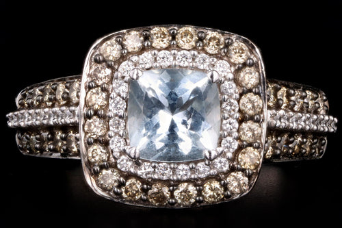 Le Vian 14K White Gold .75 Carat Aquamarine & Chocolate Diamond Ring - Queen May